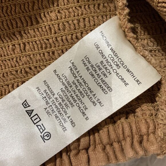 MAEVE Anthropologie ruffled neckline crop top caramel color size 12 NWT - Picture 6 of 9